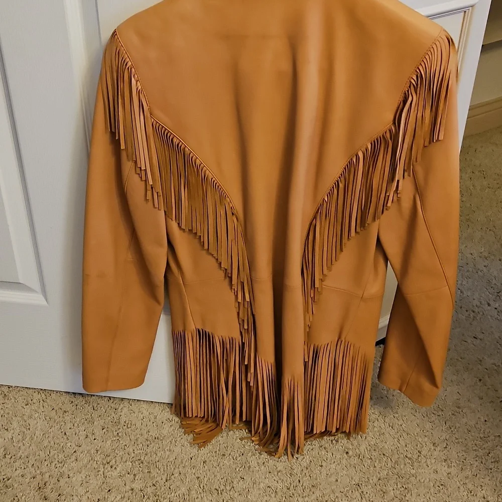 Cripple Creek Tan Fringe Leather Jacket - Picture 3 of 3